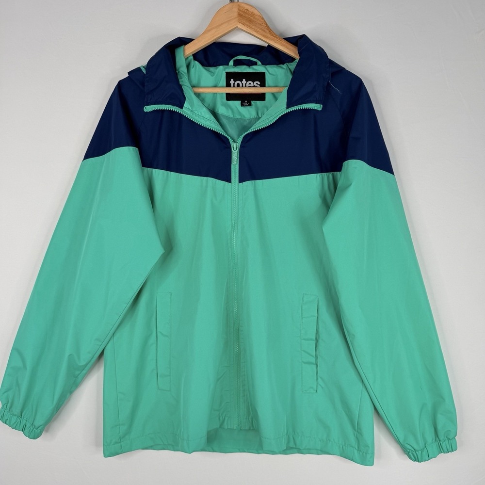 Totes Rain  Men's Jacket Hooded‎ Removable Windbreaker Lightweight SZ-M Navy/GRN